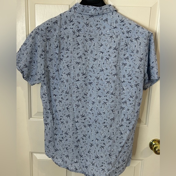 RODD & GUNN Shirt Mens Large Sport Fit Blue Tropical Print Italy Woven Button Up - Picture 3 of 8